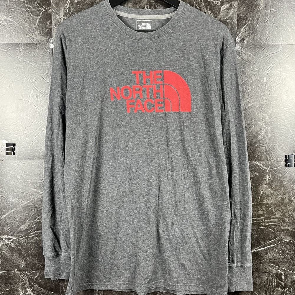 The North Face Men's Grey Sleeve Shirt Medium -Flaws